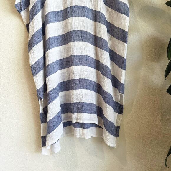 Eileen Fisher Organic Linen Kaftan DressL/XL Striped Preppy Beach Coastal Resort - Picture 3 of 9